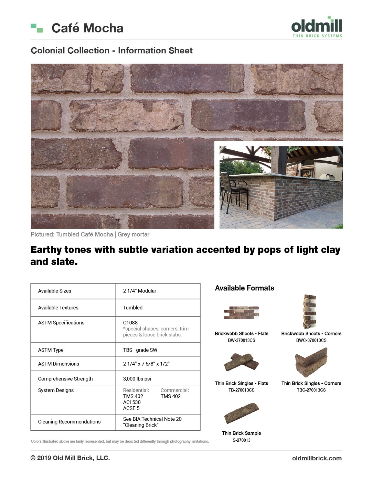 Old Mill Brick Bwc 370013cs Specification Manualzz