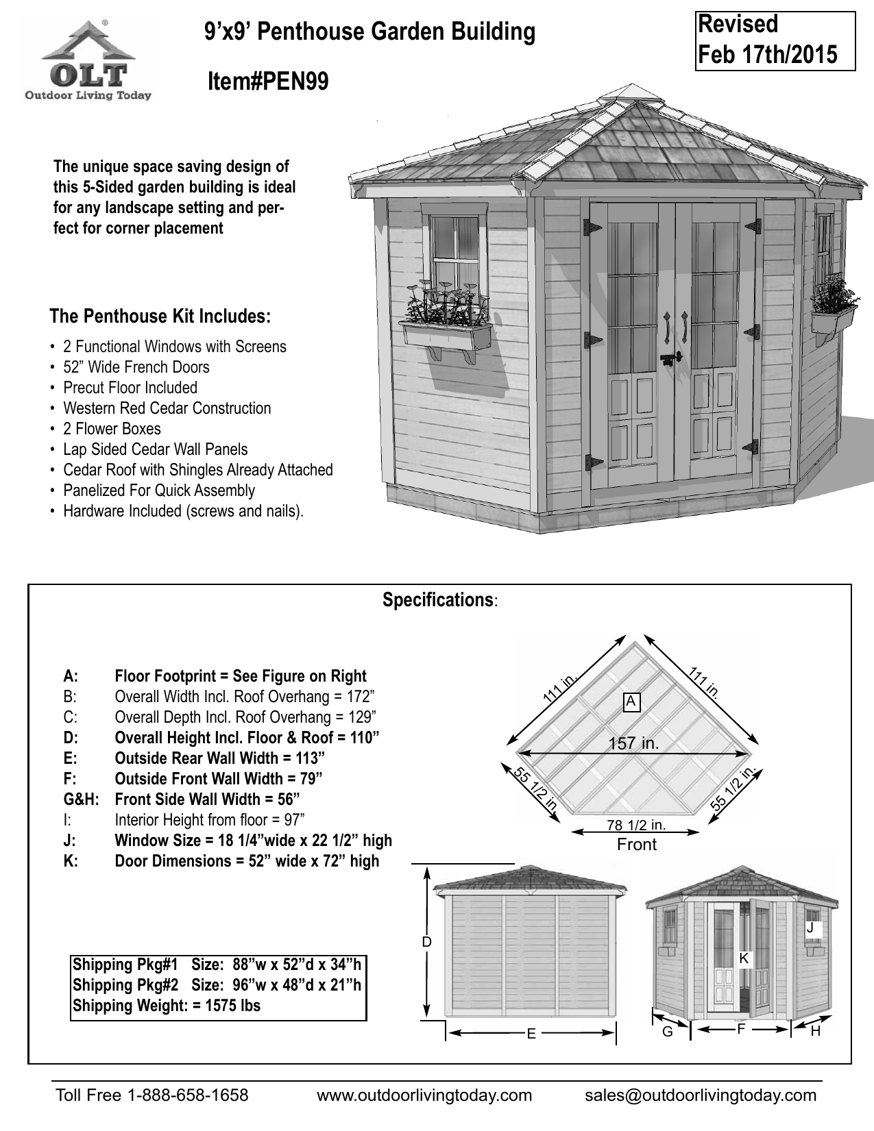 outdoor living today cabana 6 ft x 9 ft western red cedar garden shed on Outdoor Living Today Pen99 Specification Manualzz