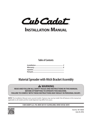 Cub Cadet 100LB Rear Spreader - FastAttach System For XT1 & XT2 Series Tractors