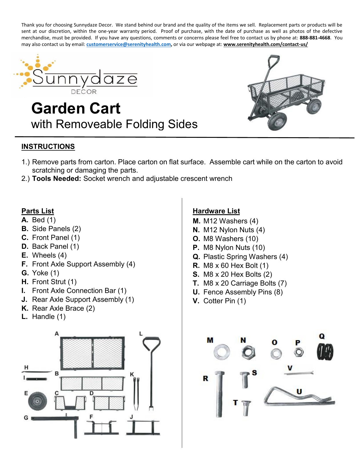 Sunnydaze Decor Qh Uc995 Yw Yellow Steel Utility Cart With Removable Folding Sides Instructions Manualzz