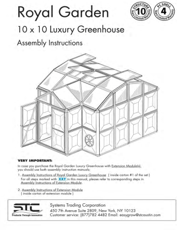 STC LUX1010 Royal Garden 10 ft. x 10 ft. Greenhouse Assembly ...