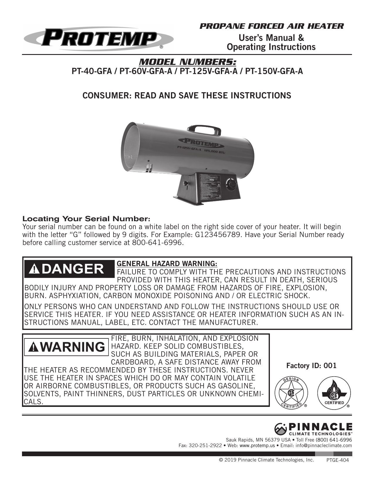 MASTER MH60VGFAA 40/50/60,000 BTU Propane Forced Air, 59 OFF