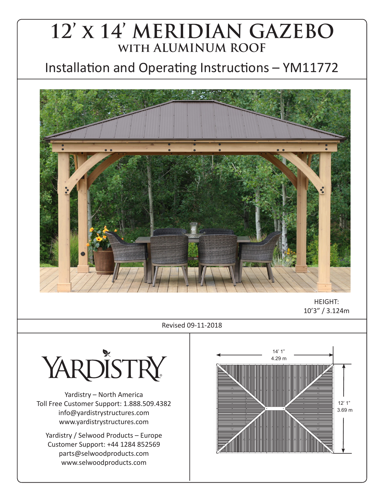 Yardistry YM11772 12 ft. x 14 ft. Meridian Gazebo Installation Guide