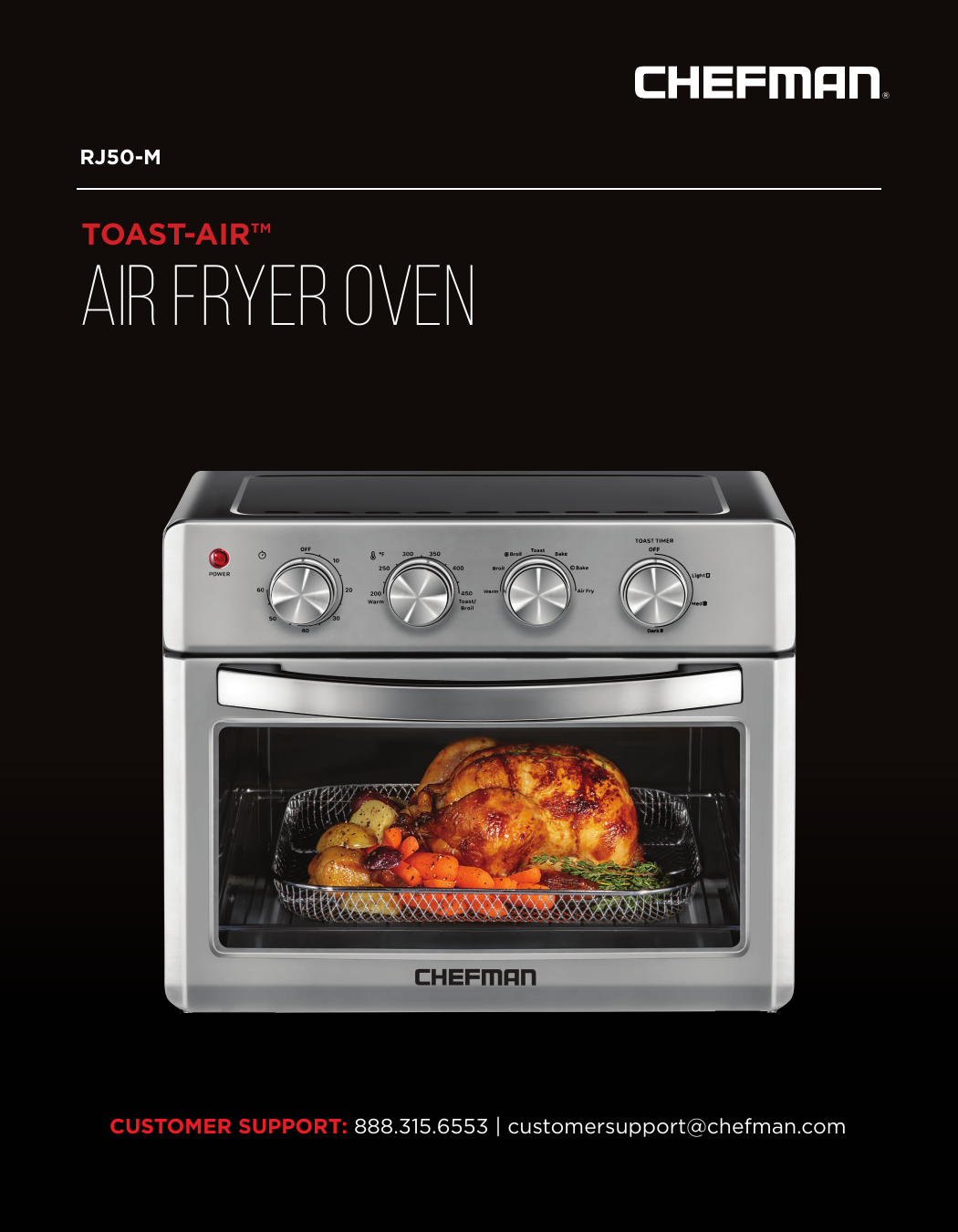 ChefMan Toast-Air Touch Air Fryer & Oven, Silver (RJ50-SS-T
