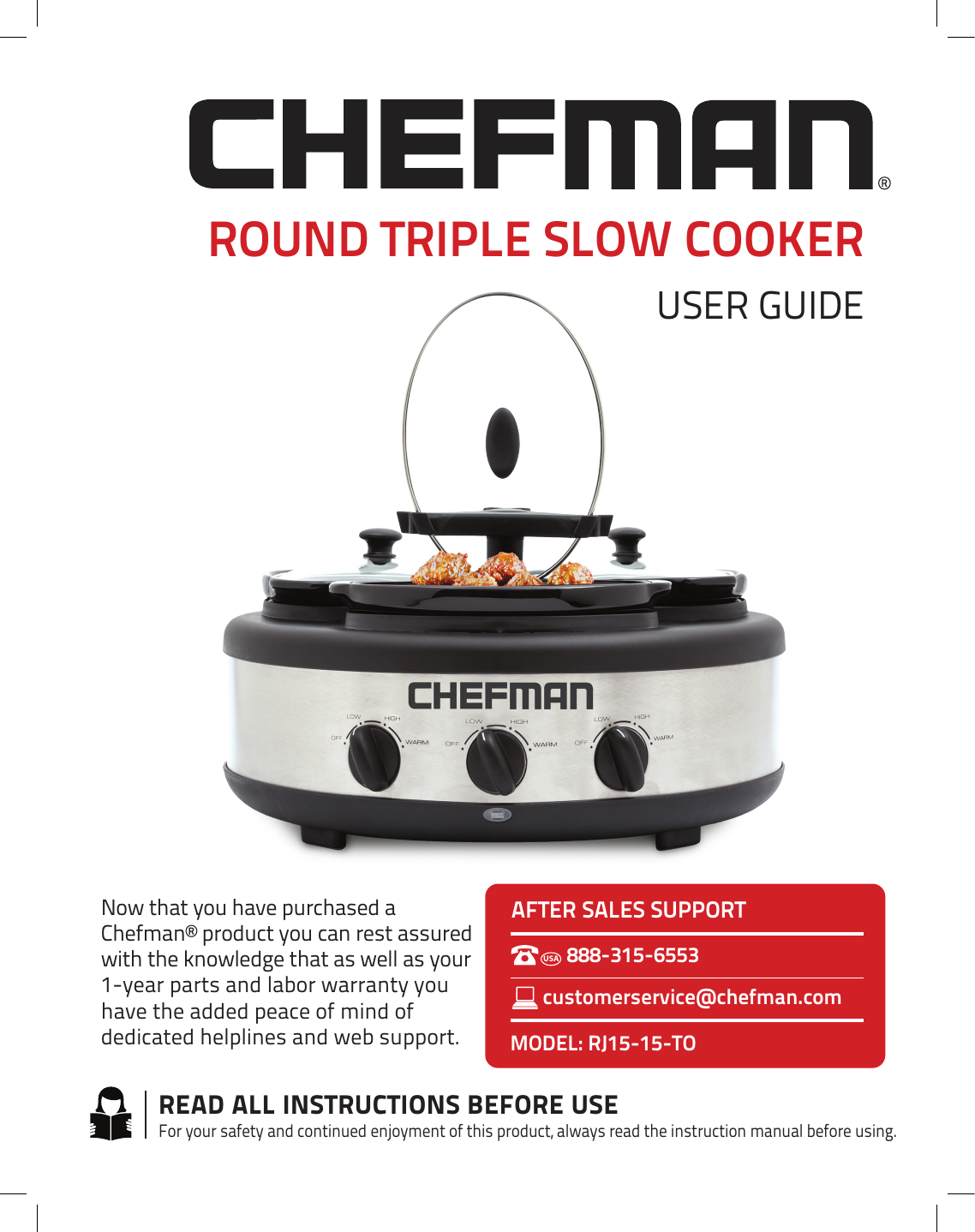 Chefman Double Round Slow Cooker - Buffet Server NEW