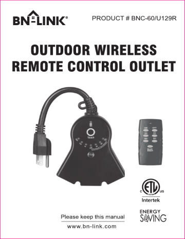 BN-LINK Outdoor Indoor Wireless Remote Control 3-Prong Outlet Weather