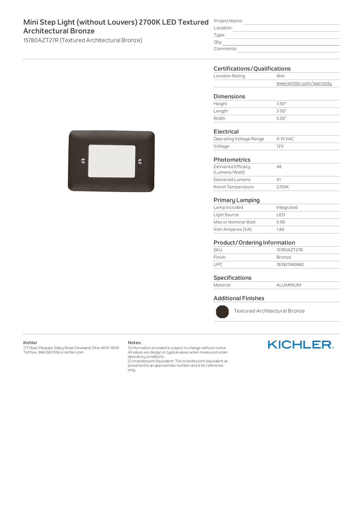 Kichler 16070AZT30R Led Wall Wash 3000K Textured Architectural Bronze Kichler 16070AZT30R Led Wall Wash 3000K Textured Architectural Bronze