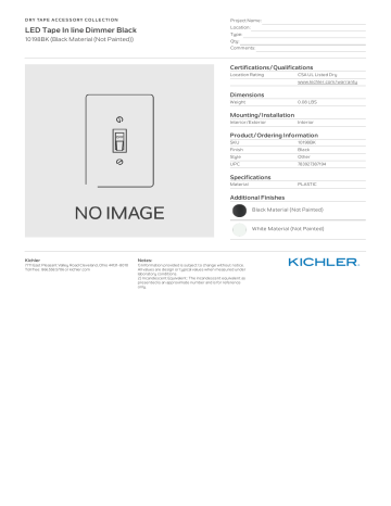 Kichler Lighting 10198BK LED Tape In line Dimmer Black Spec Sheet | Manualzz
