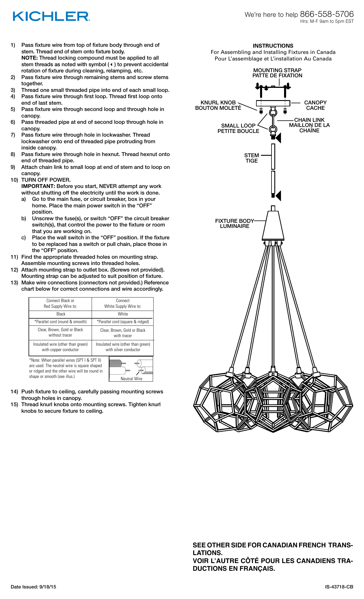 Kichler Lighting 43718RS User manual Manualzz