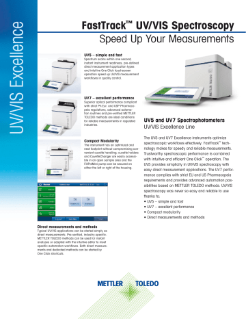 Mettler Toledo Spectrophotometer UV VIS