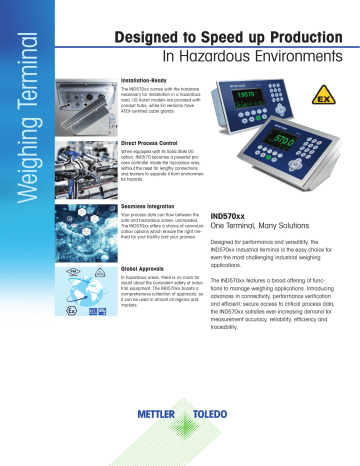 Mettler Toledo IND570xx Weighing Terminal Data Brief Datasheet | Manualzz