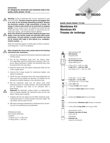 Mettler Toledo changing the electrolyte and membrane body of the pureO3 ...