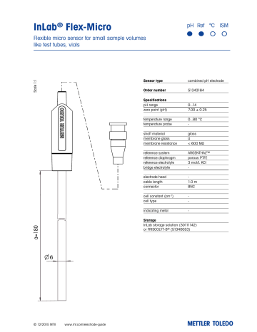 METTLER TOLEDO Micro pH Electrodes InLab Flex-Micro; pH range: 0