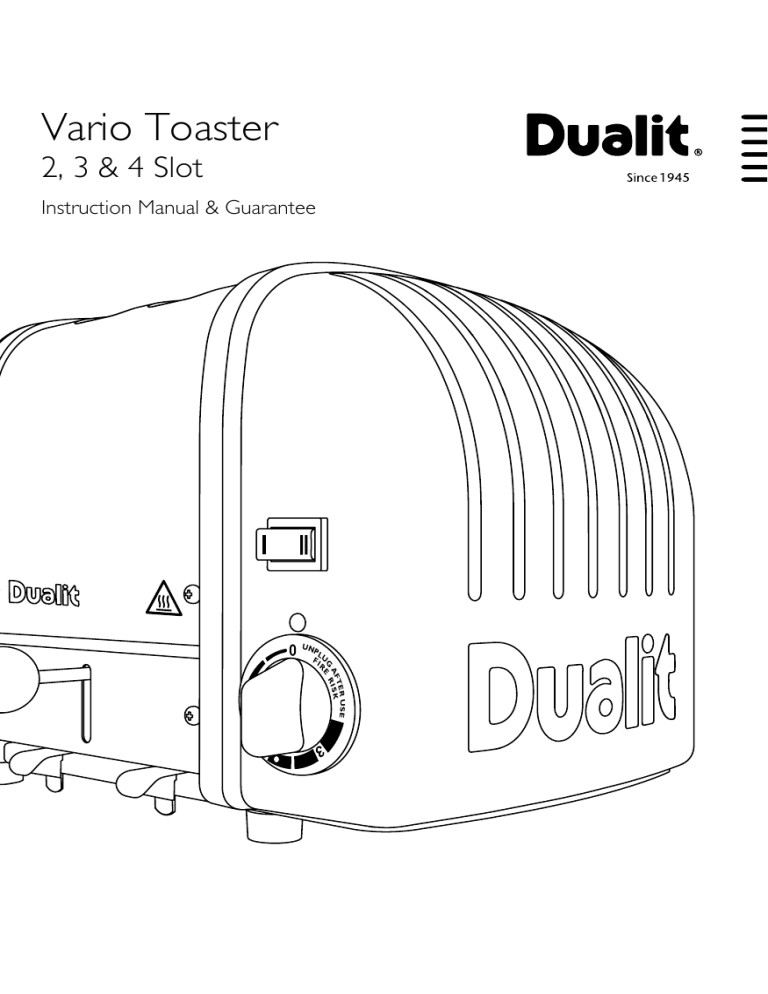 Dualit Vario 3 Slice Vario Toaster Vario Toaster User Manual Manualzz