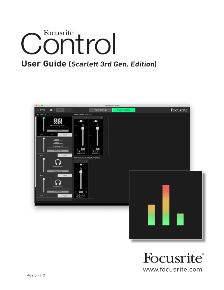 Focusrite Scarlett 2i2 3rd Gen Studio Scarlett 2i2 3rd Gen Scarlett 18i20 3rd Gen Scarlett 4i4