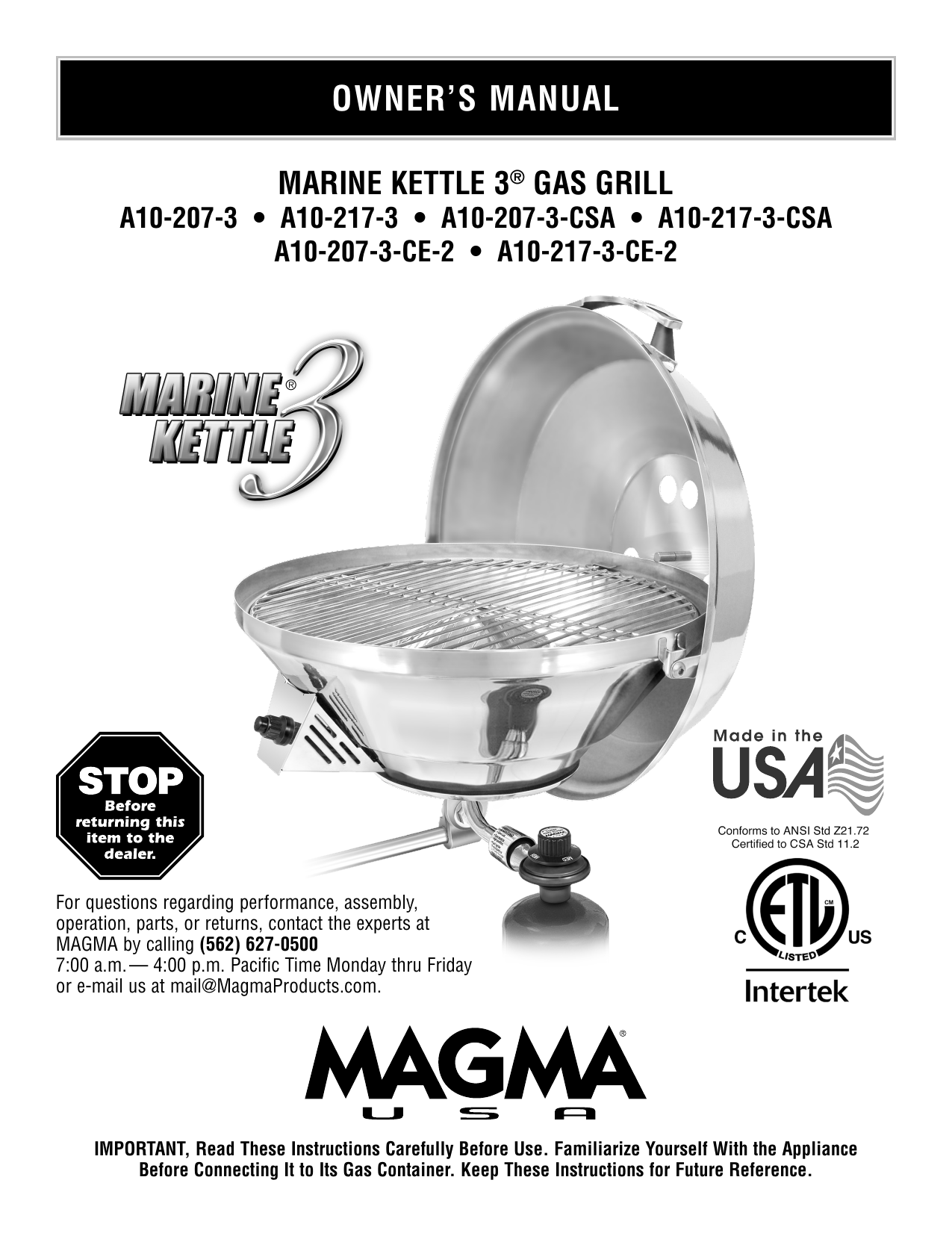 Marine Kettle 3 Combination Stove & Gas Grill, Party Size