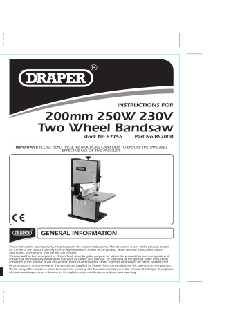Draper 200mm Bandsaw Instructions | Manualzz