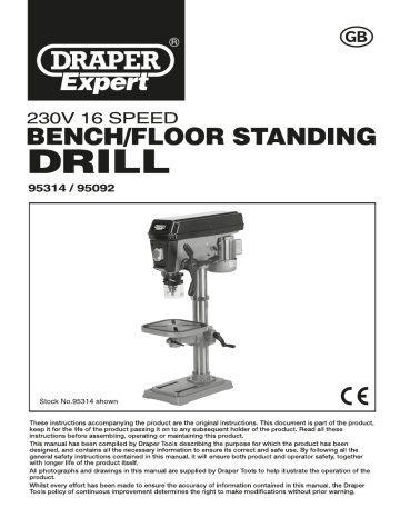 Draper 16 Speed Heavy Duty Floor Standing Drill Instructions | Manualzz