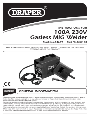 Draper 230V Gasless Turbo MIG Welder Instructions | Manualzz