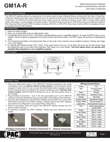 PAC GM1A-R RadioPRO Advanced Interface for General Motors Vehicles