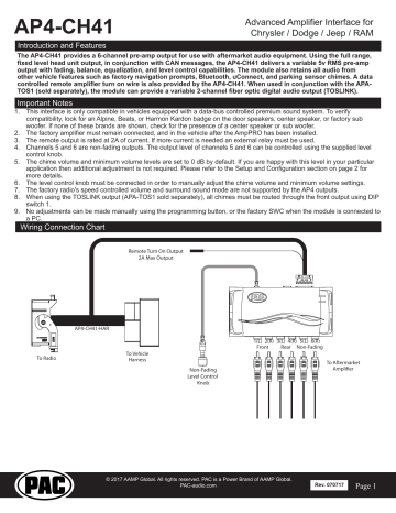 PAC AP4-CH41 Amplifier Integration Interface for Select Chrysler, Dodge ...