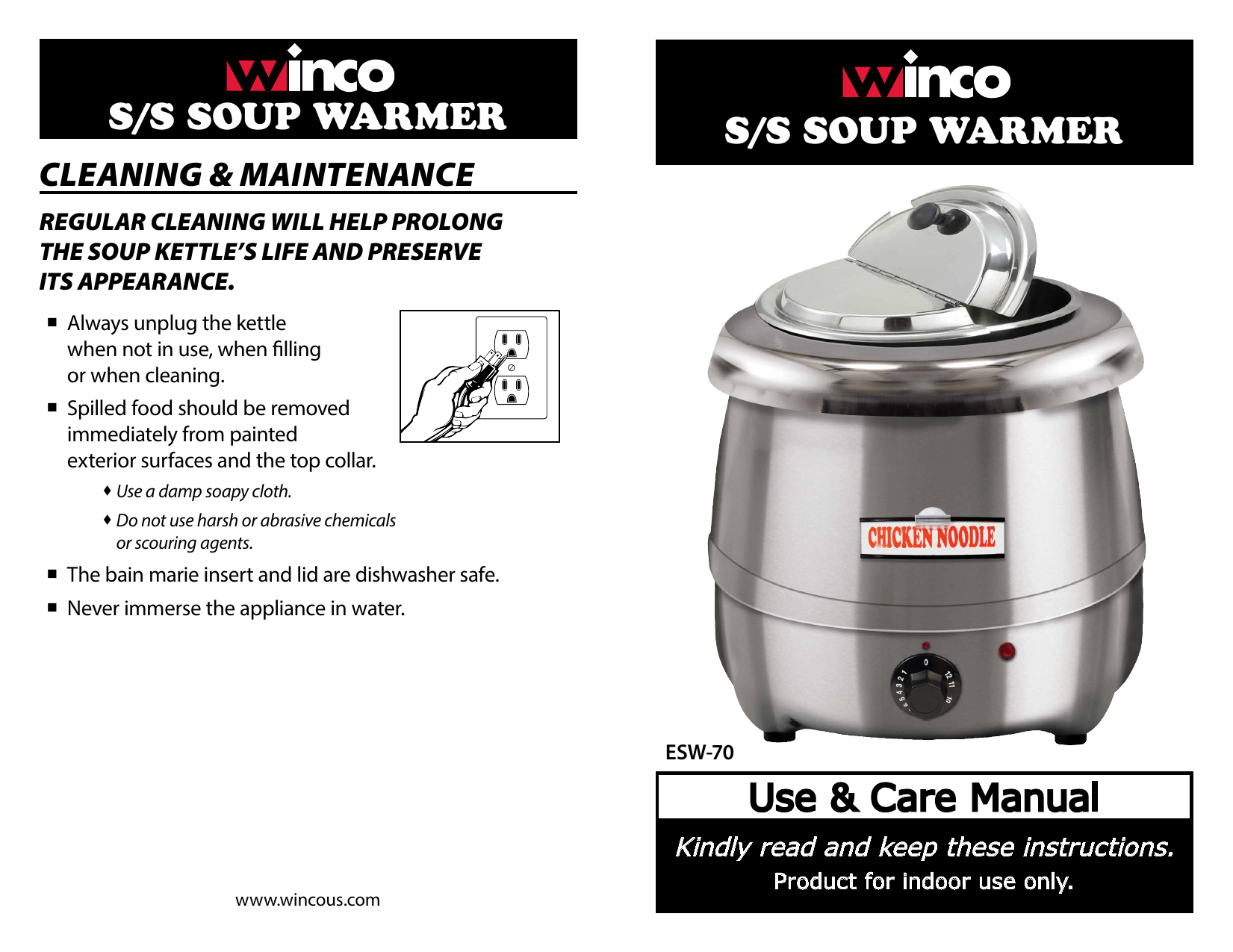 Winco ESW-70 Soup Warmer