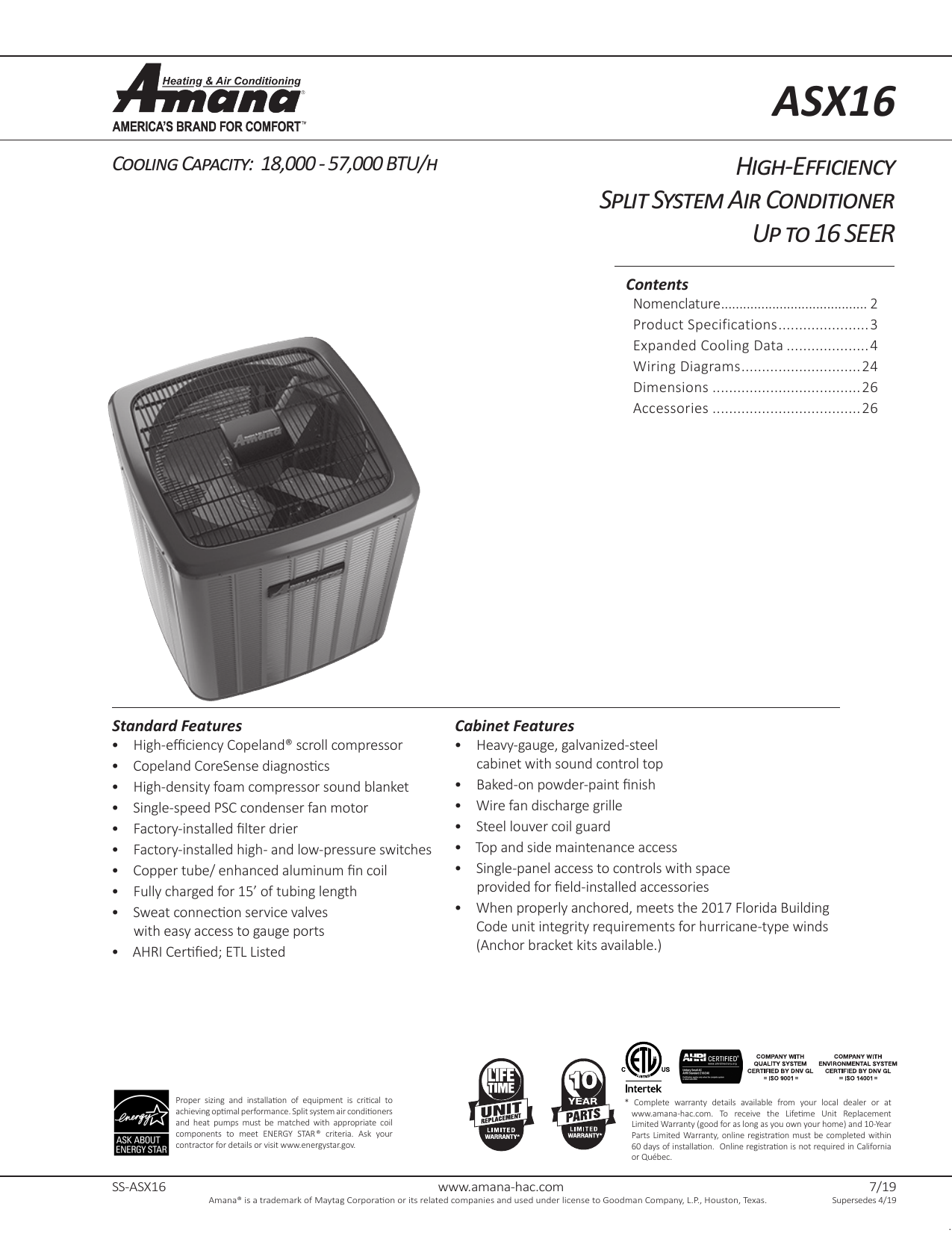 Amana ASX16 Air Conditioner User manual Manualzz