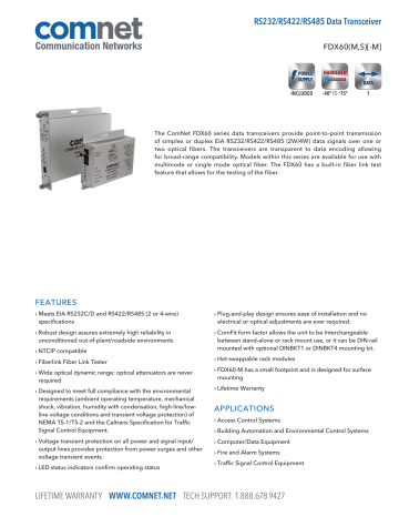 Comnet FDX60 Series Datasheet | Manualzz