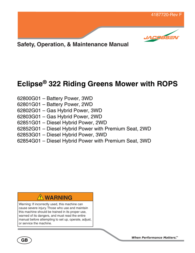 Ransomes 62800G01 62801G01 62802G01 62803G01 62851G01 62852G01 62853G01