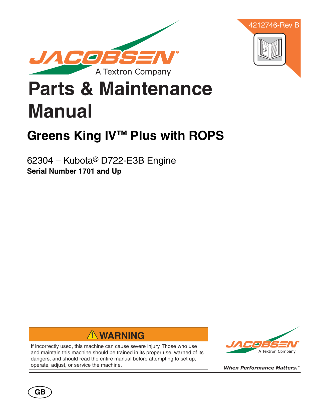 Ransomes 62304 Greens King IV Plus Diesel Parts Manual | Manualzz