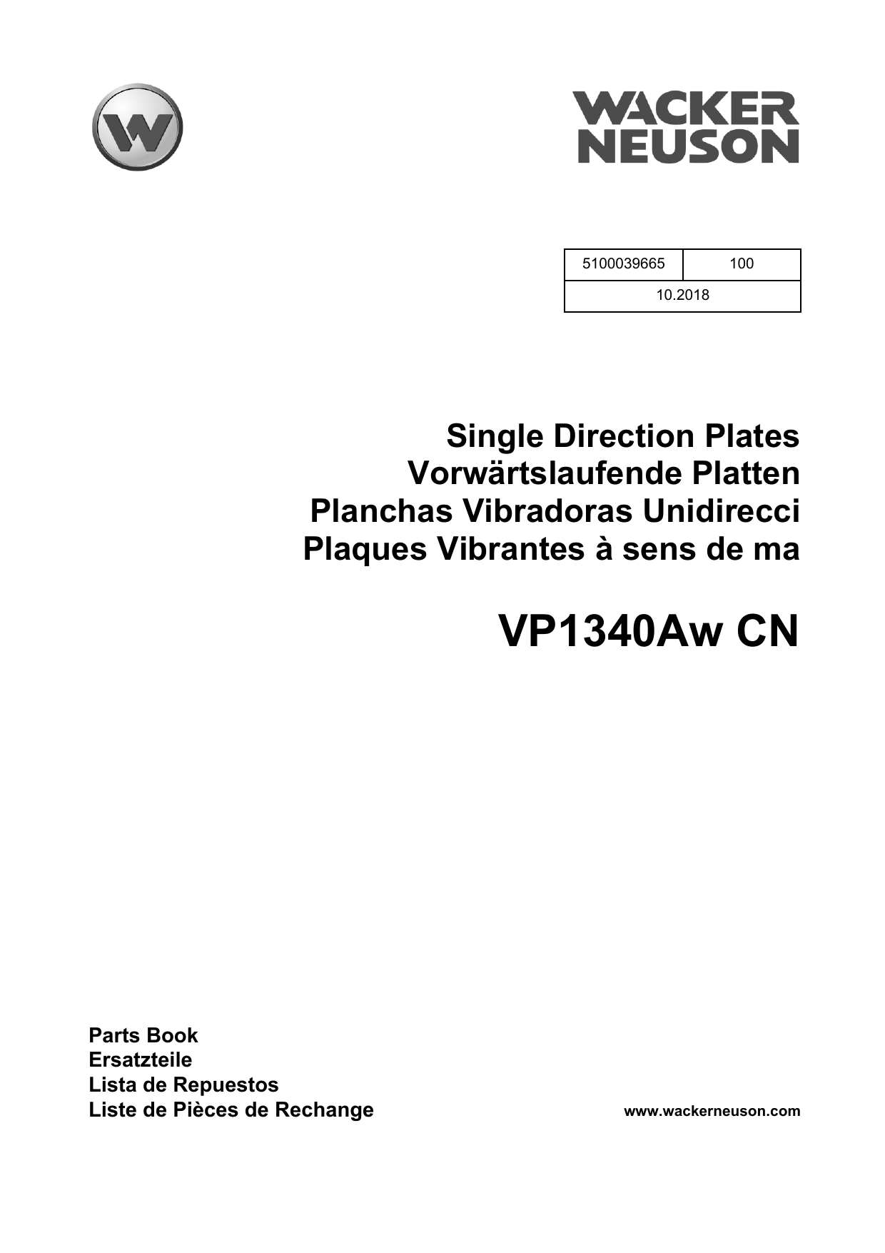 Wacker Neuson VP1340Aw CN User manual | Manualzz