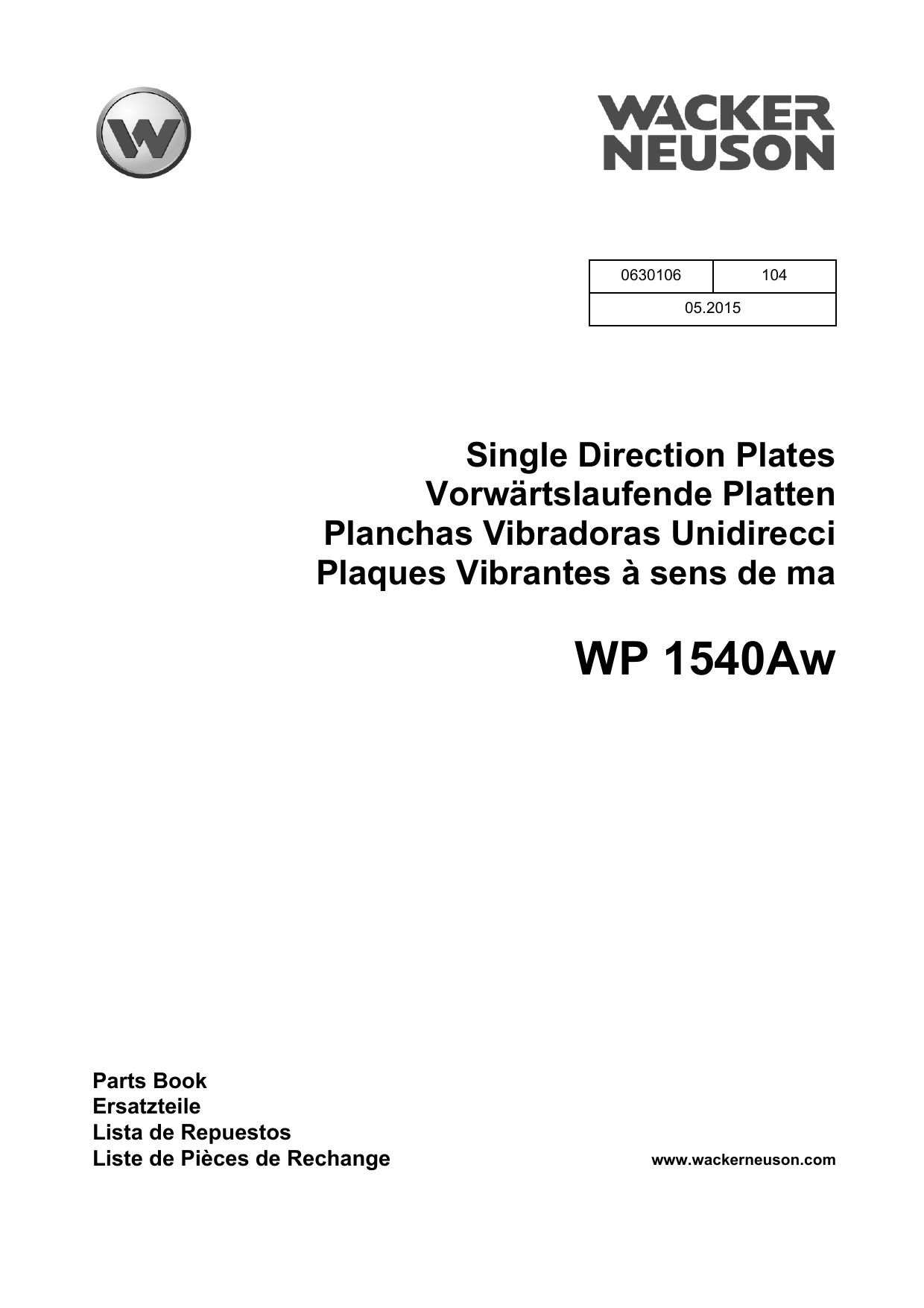 Wacker Neuson WP1540AW User manual | Manualzz