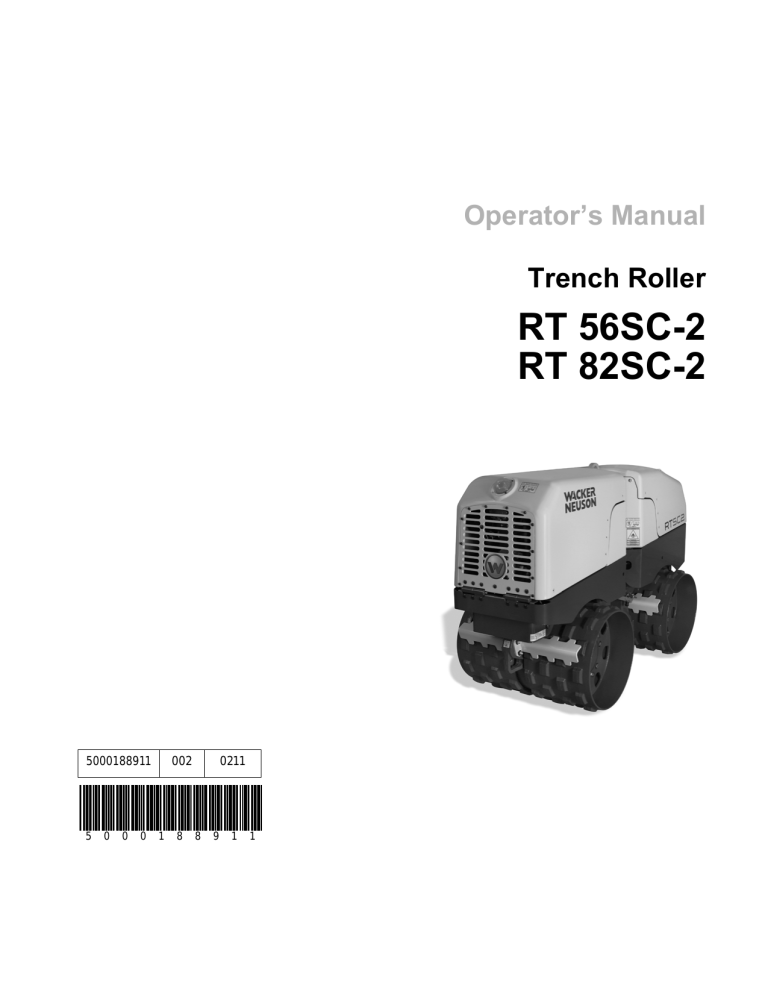 Wacker Neuson RT56-SC2 EU, RT56-SC2, RT82-SC2 EU, RT82-SC2 User manual