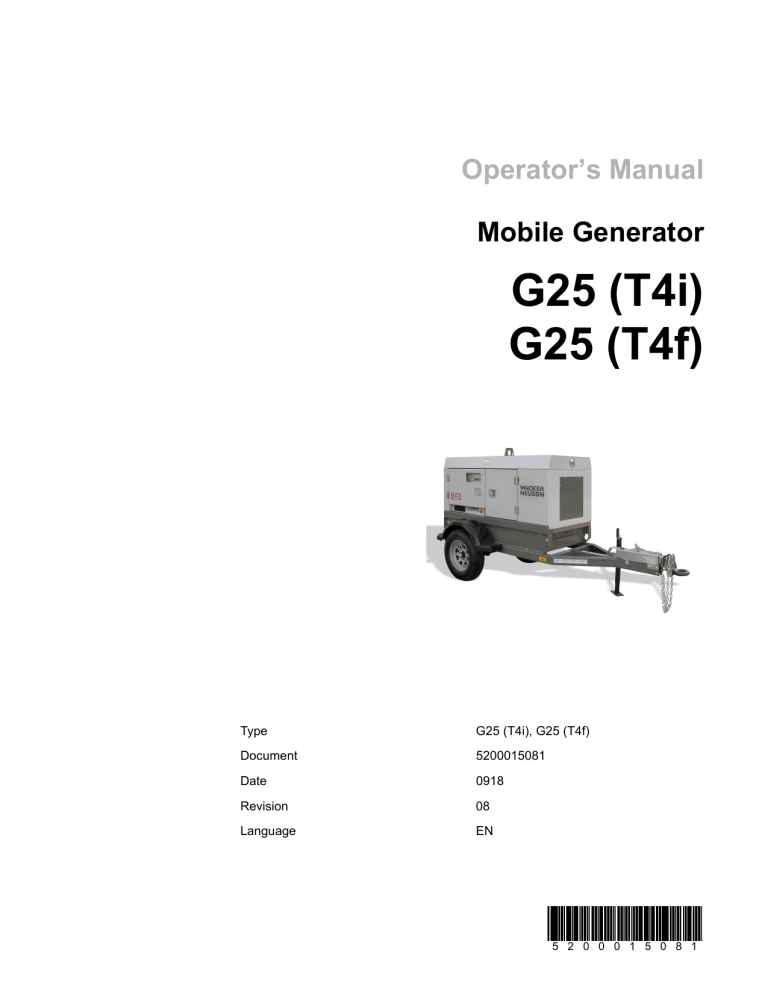 Wacker Neuson G25 User Manual Manualzz