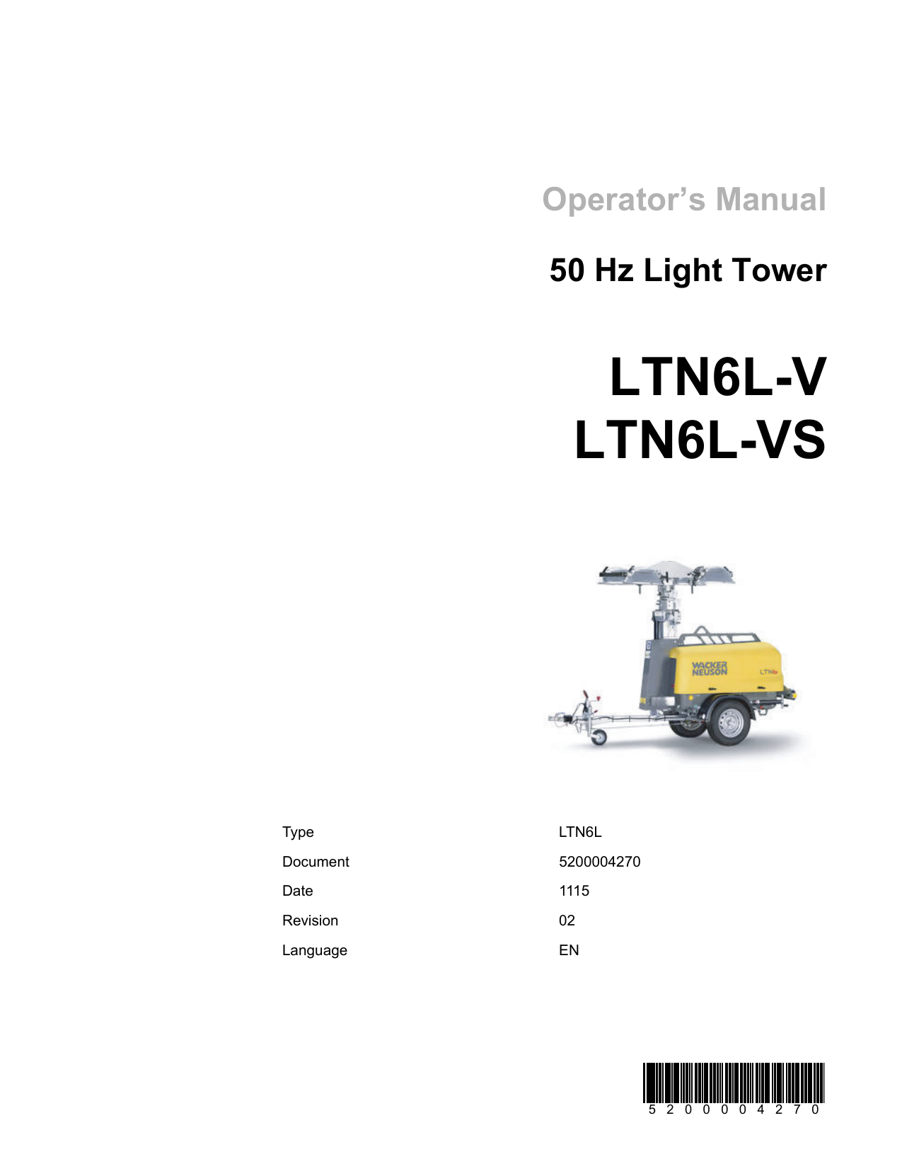 Wacker Neuson Ltn6l V S Ltn6l V User Manual Manualzz