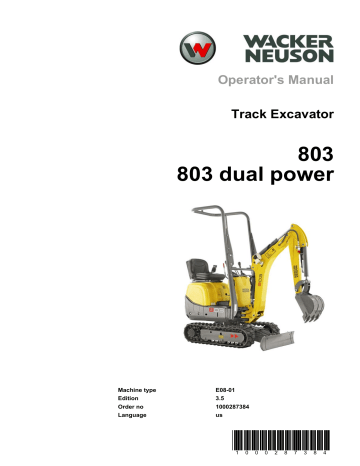 Wacker Neuson 803 Tracked Conventional Tail Excavator Operator's Manual | Manualzz