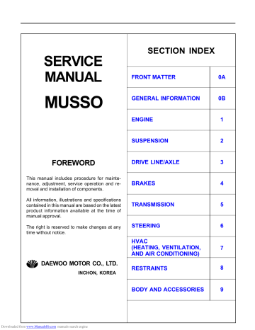 Musso Service manual | Manualzz