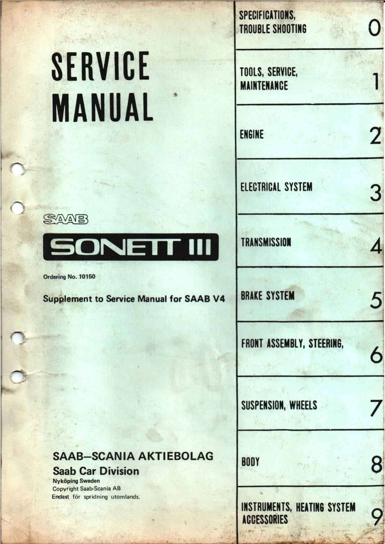 Saab V4 Sonette 3 User Manual Manualzz