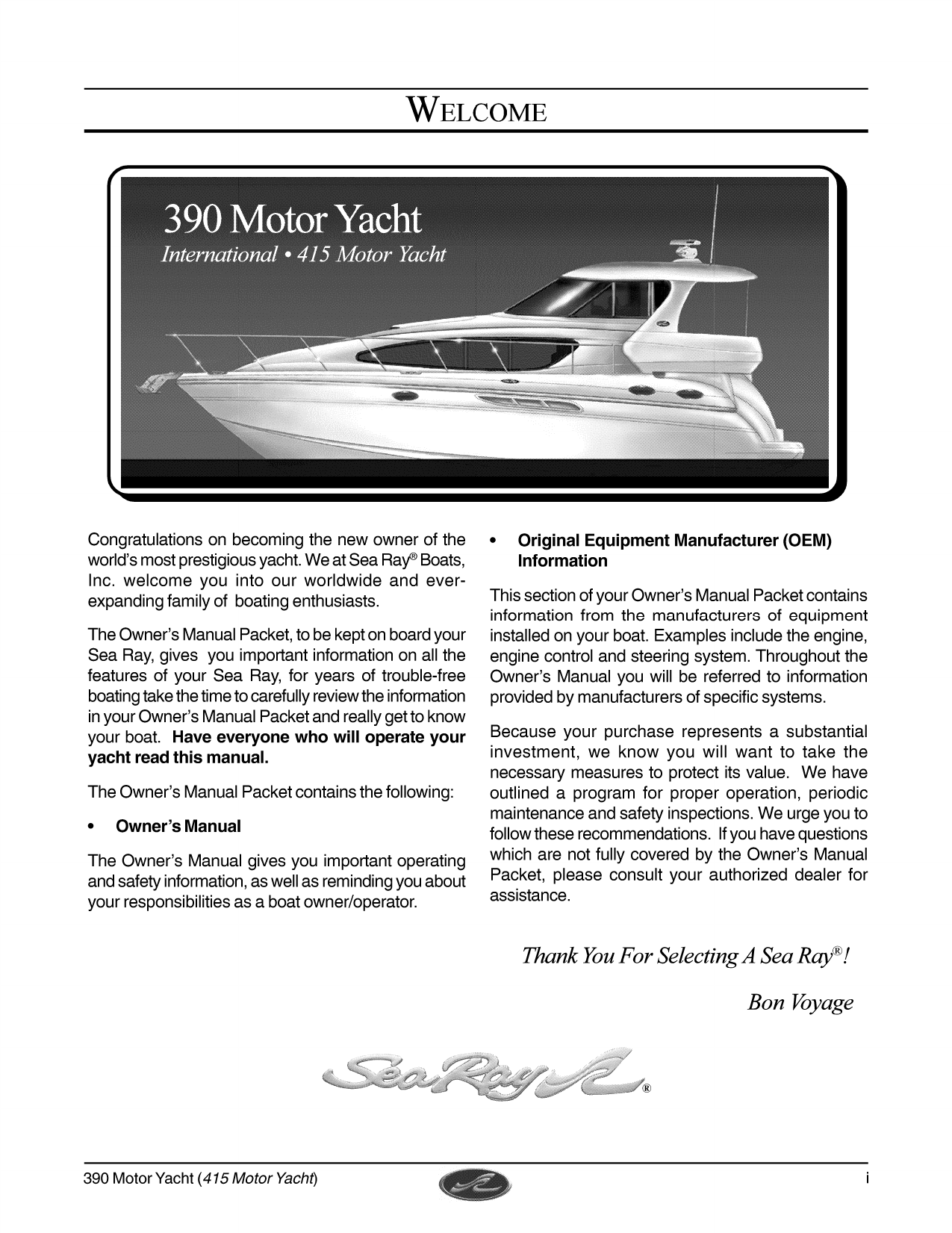 Sea Ray 04 390 Motor Yacht Owners Manual Manualzz