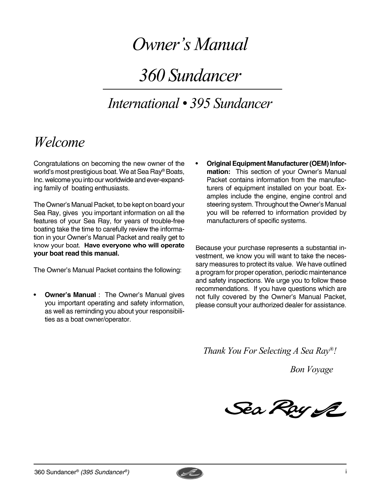 Sea Ray 2004 360 Sundancer Owners Manual Manualzz