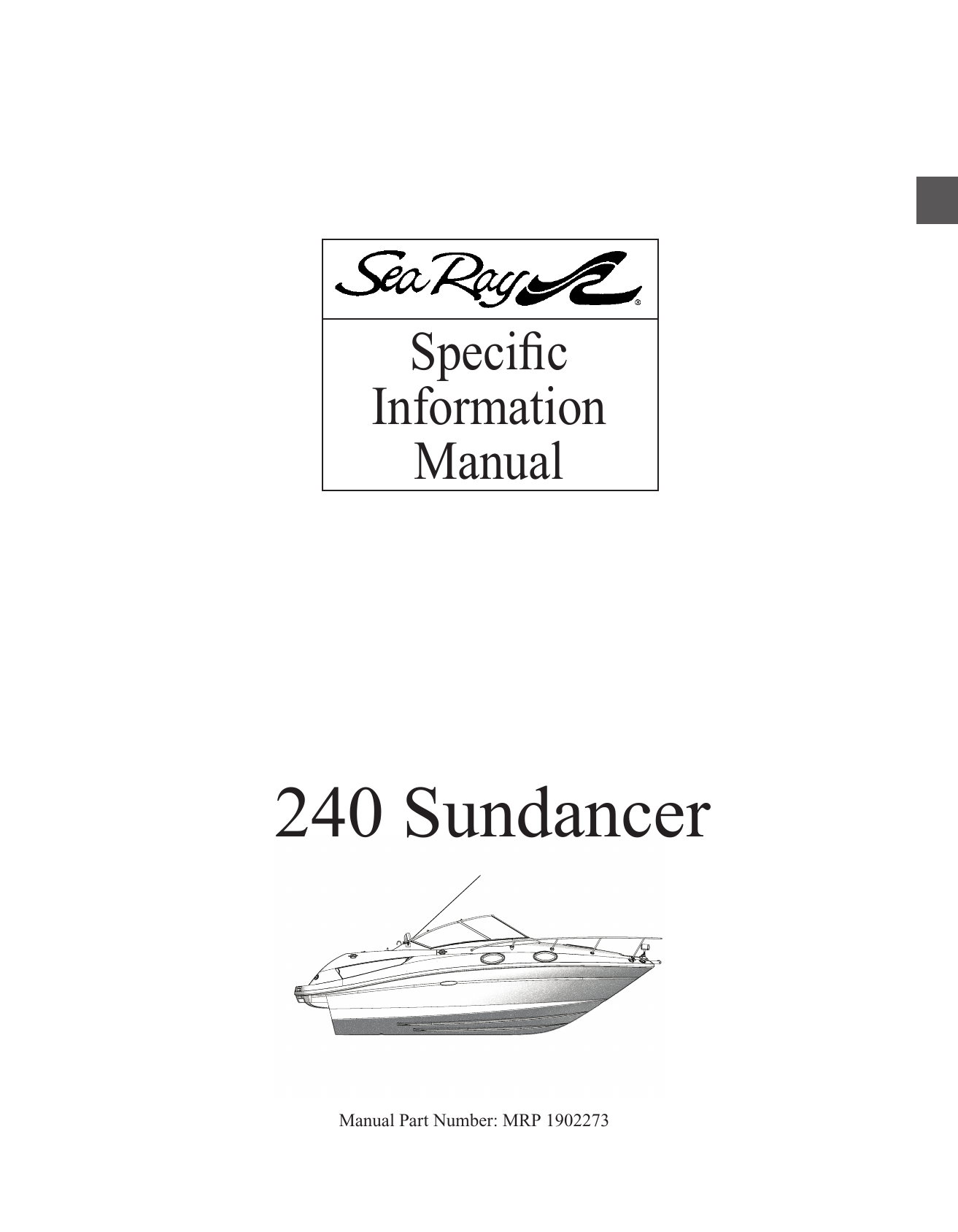 Sea Ray 2008 240 SUNDANCER Owner's manual | Manualzz