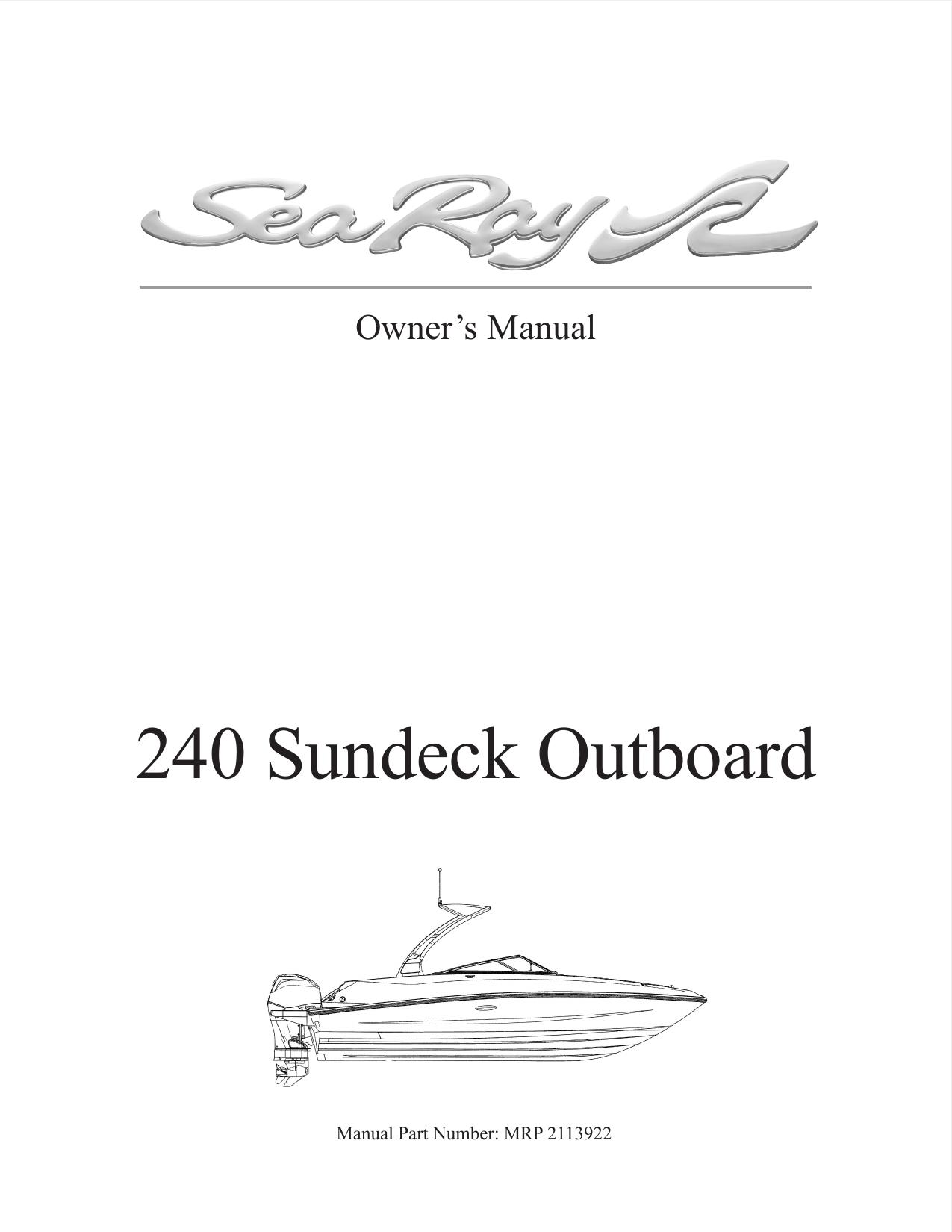 Sea Ray 2017 240 SUNDECK OB Owners Manual | Manualzz