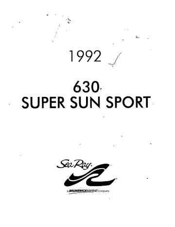 Sea Ray 1992 630 SUPER SUN SPORT Parts Manual | Manualzz