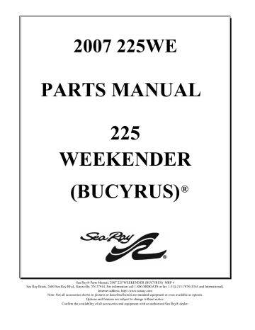 Sea Ray 2007 225WE Parts Manual