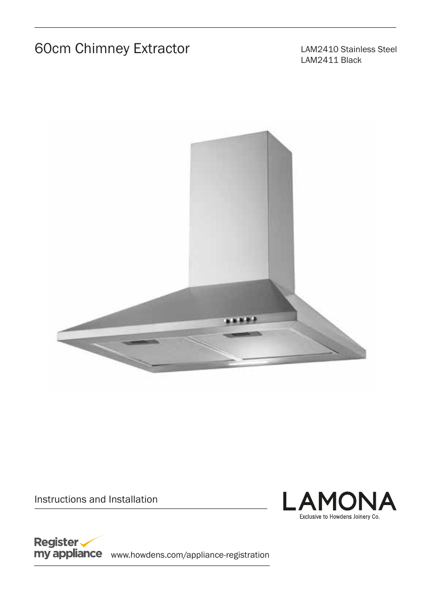 Lamona Lam2410 60cm Stainless Steel Chimney Cooker Hood User Manual Manualzz