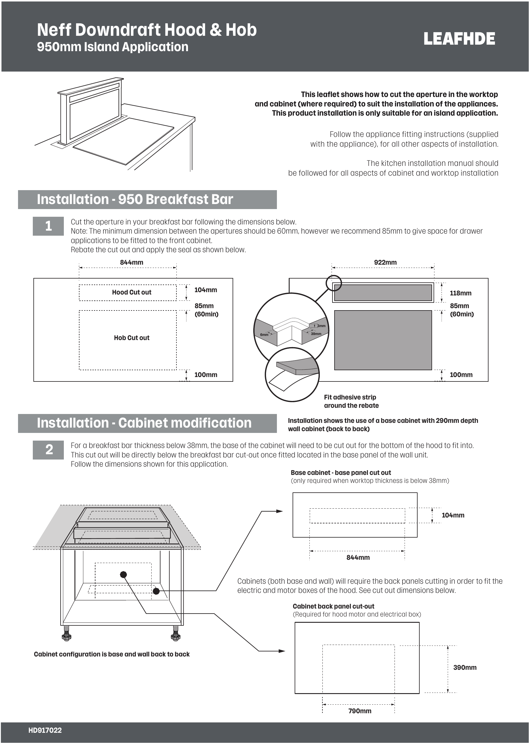 Neff D95DAP8N0B 90cm Black Downdraft Cooker Hood Installation guide