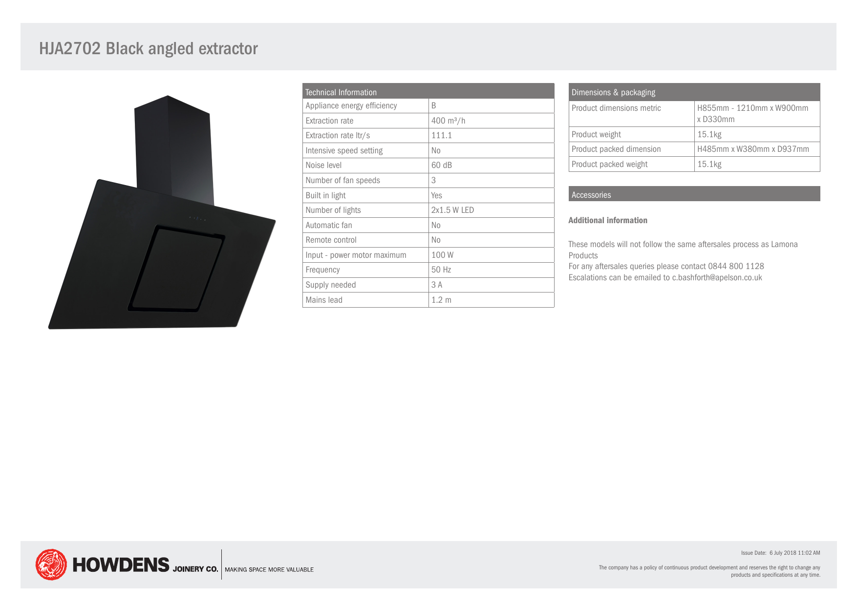 LAMONA HJA2702 90cm Black Angled Cooker Hood Specification Manualzz