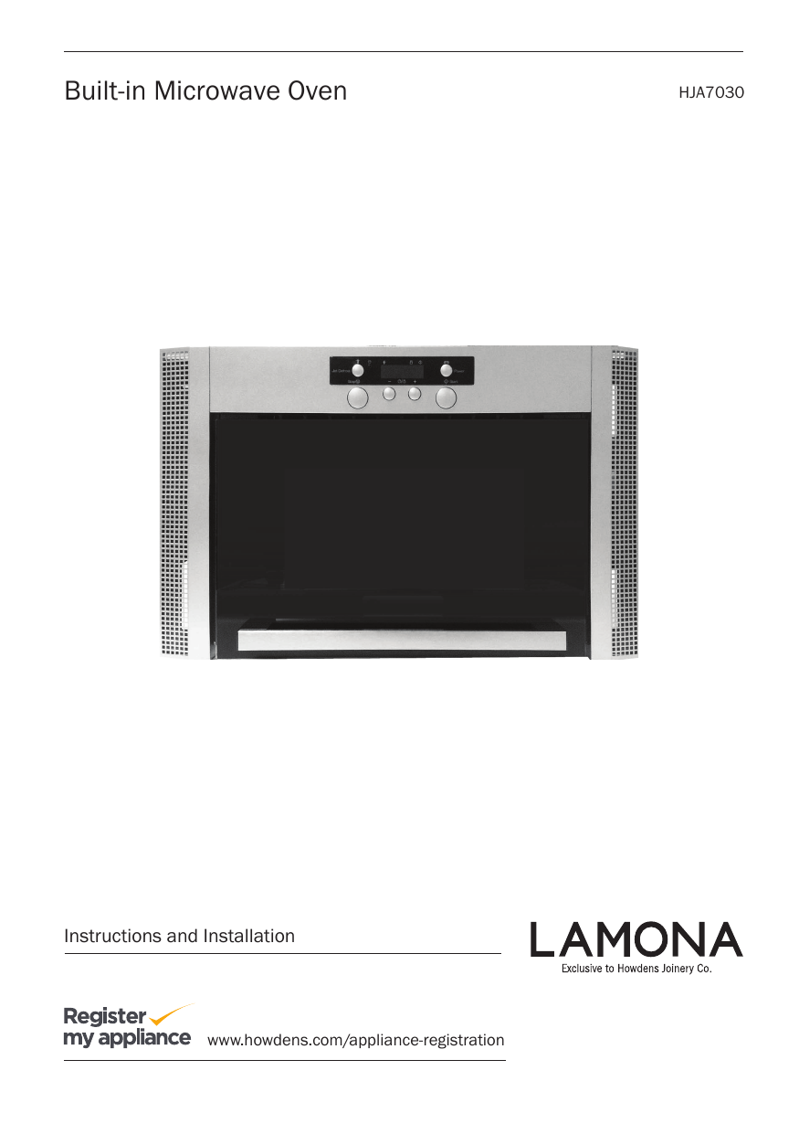 Lamona HJA7030 Wall Mounted 60cm Stainless Steel Microwave Owner Manual