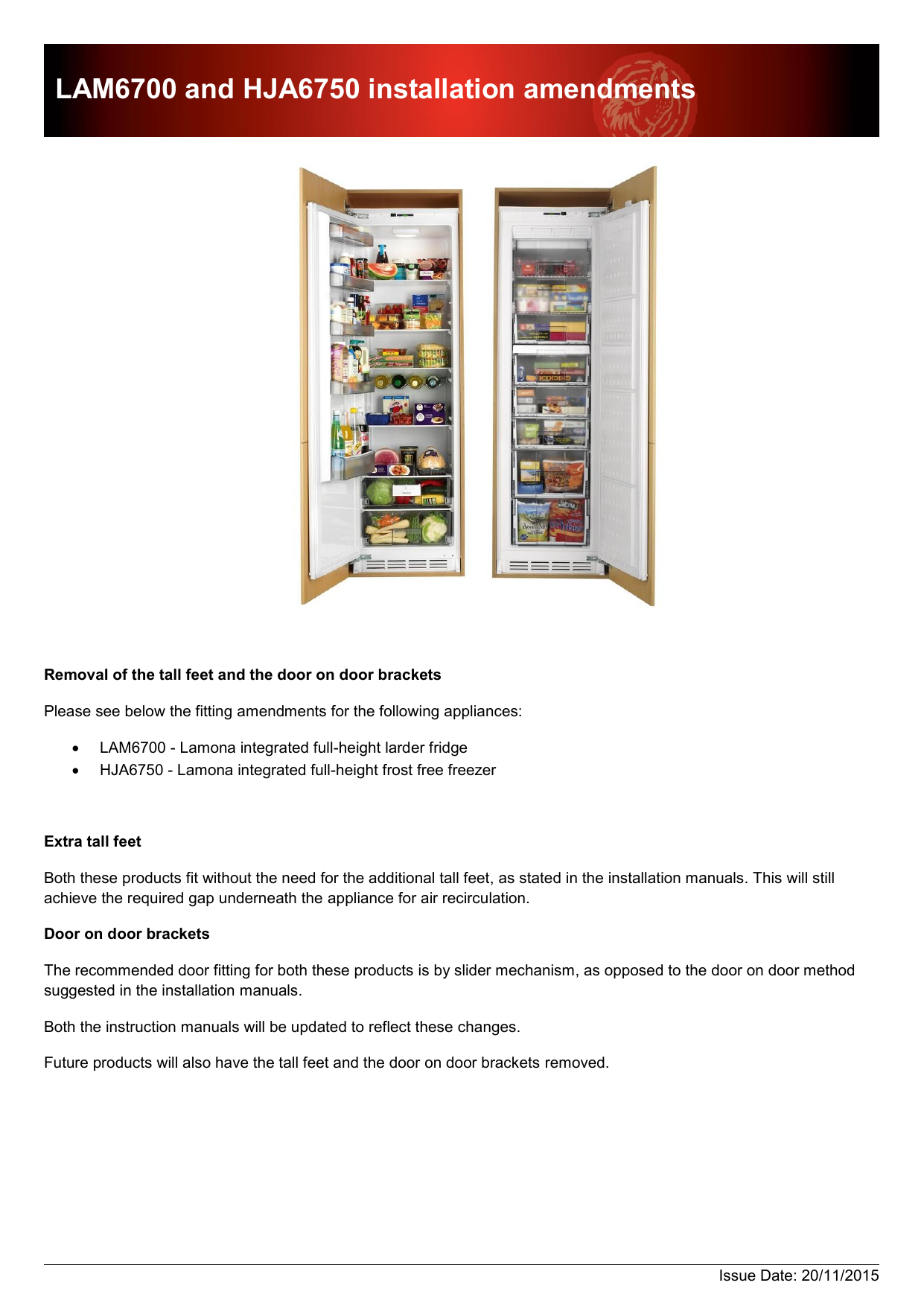 LAMONA LAM6700 Integrated White Fridge Installation guide Manualzz