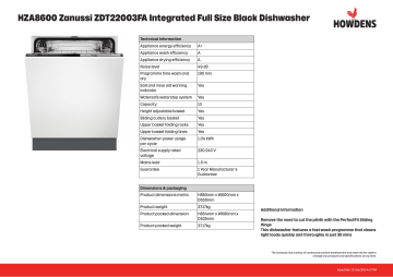 Zanussi store dishwasher zdt22003fa